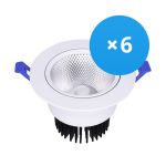 Multipack 6x LED Downlight Round Tiltable 12W 960lm 60D - 930 Warm White | 110mm - Cutout 90mm - UGR <19